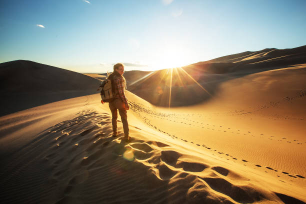 istock A tourist traveled through the desert 1147828808