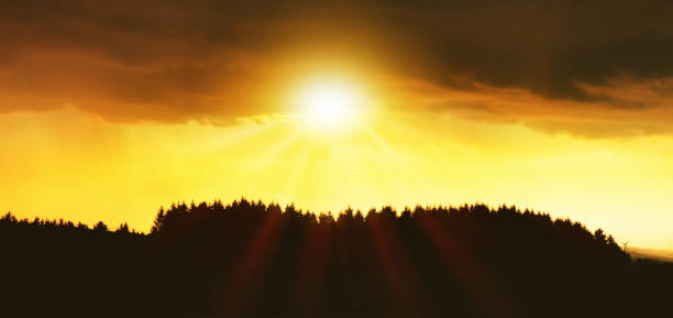 istock Sunrise over black forest mist. Sky background. 1147830877
