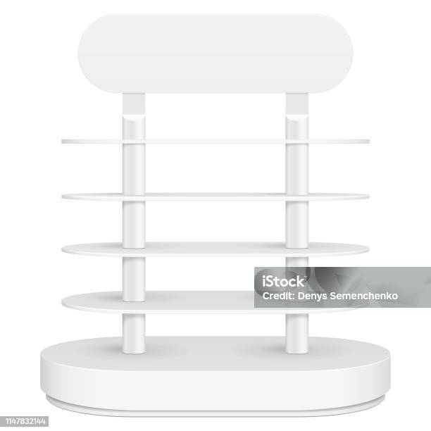 Storage Rack Display Template Rounded Floor Display Rack For Supermarket Empty With Shelves 3d Front ...