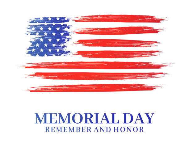 illustrations, cliparts, dessins animés et icônes de affiche de memorial day. aquarelle art pinceau usa drapeau américain. rappelez-vous et l’honneur. illustration vectorielle. - american flag flag usa us memorial day