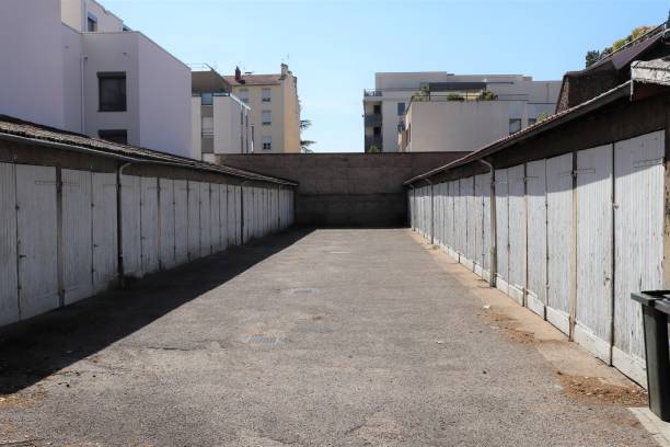 Rows of garages face to face
