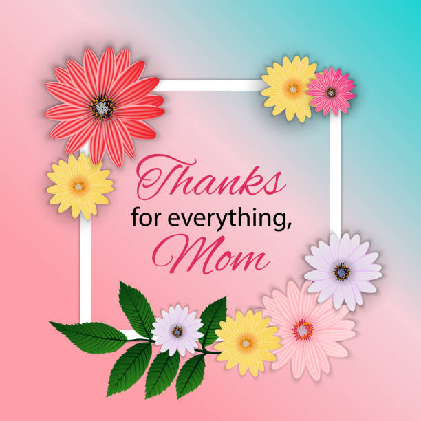 istock Thanks for everything, Mom. Happy Mother`s Day Cute Background with Flowers. Vector Illustration 1147837801