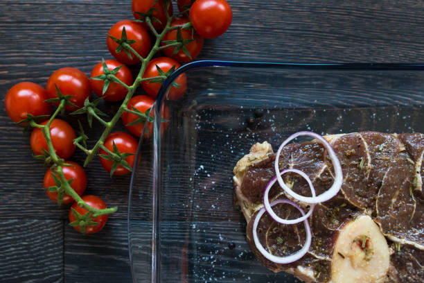 appetizing baked knuckles of pork on plate
