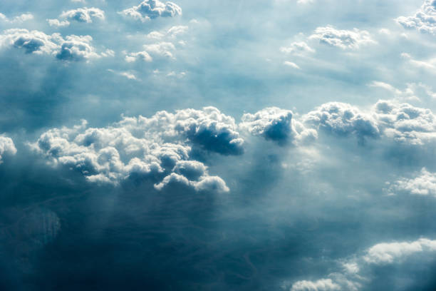 istock Top view of white clouds above the ground or water 1147841578