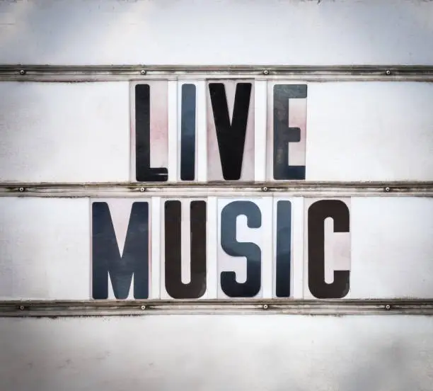 A Retro Vintage And Grungy Live Music Sign Outside A Bar Or Pub Or Nightclub