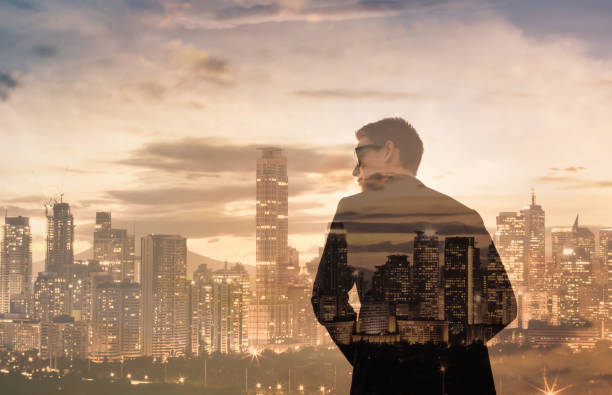 istock Successful confident man standing in the big city. 1147846859