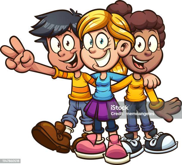 Cartoon Friends Stock Illustration - Download Image Now - Friendship,  Child, Boys - iStock