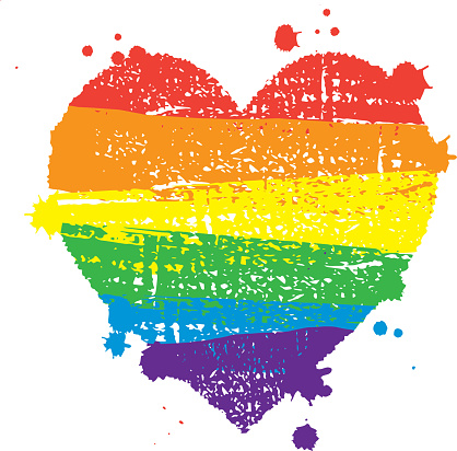 Vector illustration of a Gay Pride or LGBT textured heart shape. Fully Editable. EPS 10