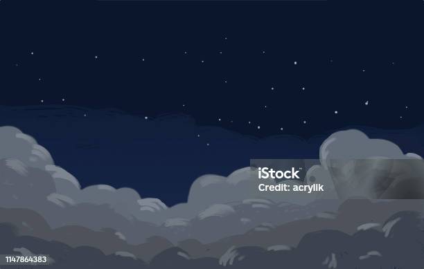 Dark Sky Vector Painting Stock Illustration - Download Image Now - Abstract, Astronomy, Black Color