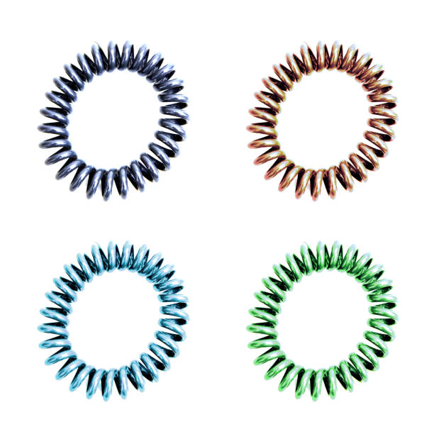 красочные пластиковые упругие волосы - rubber band стоковые фото и изображения