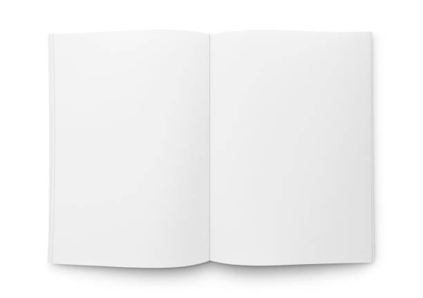 Blank Open Magazine or Book Blank open magazine/book/journal template isolated on white spreading stock pictures, royalty-free photos & images