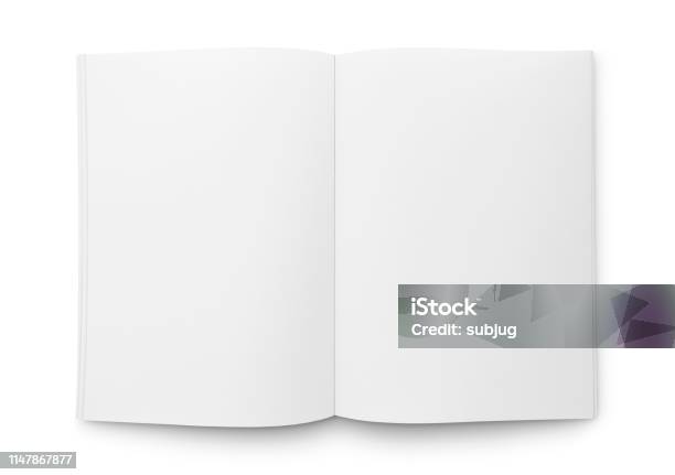 Blank Open Magazine Or Book Stock Photo - Download Image Now - Magazine - Publication, Template, Book