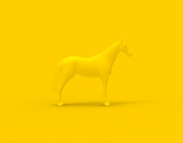 istock horse on isolated Yellow background 3d Rendering 1147870669