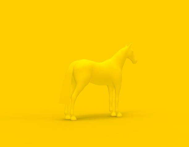 istock horse on isolated Yellow background 3d Rendering 1147870675