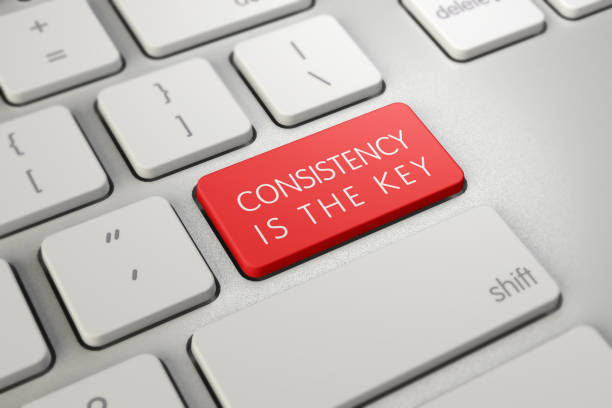 Writing note showing Consistency Is The Key. Business photo showcasing full Dedication to a Task a habit forming process UK, Key, Drudgery, Accuracy, Backgrounds drudgery photos stock pictures, royalty-free photos & images