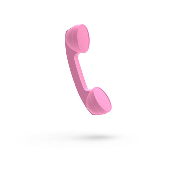 istock Telephone Handset Pink Color, isolated on White, 3D Rendering 1147875852