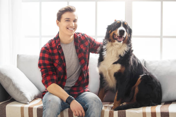 istock Young person with dog at home leisure 1147876836
