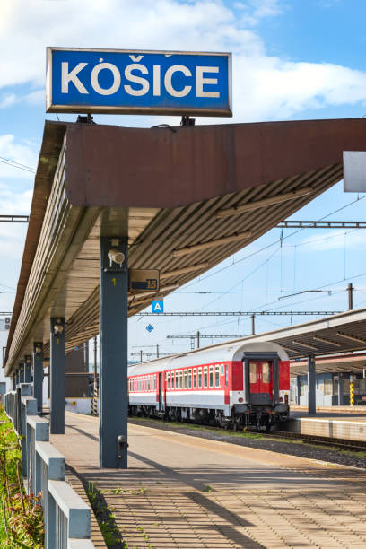 istock Second class coach still by platform at Main railway station in Kosice (Slovakia) 1147878445