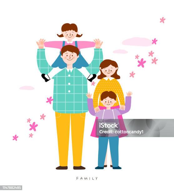 Happy Family Stock Illustration - Download Image Now - Mother, Women, 30-39 Years