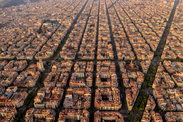 istock Barcelona aerial view from the high 1147886817