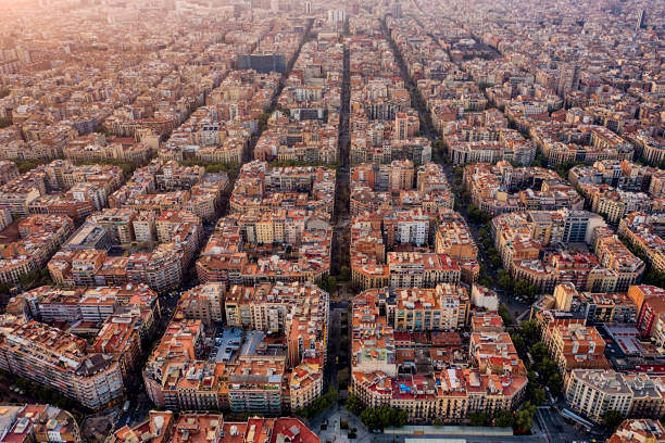 istock Barcelona cityscape with buildings all over the frame 1147887724