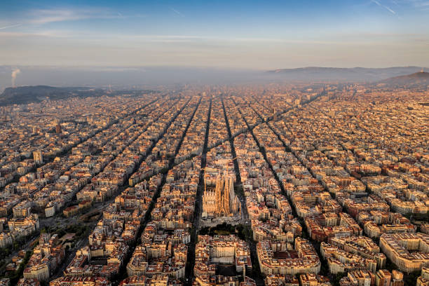 istock Barcelona aerial view from the high 1147887749