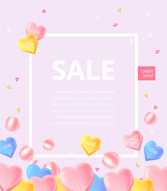 ilustrações de stock, clip art, desenhos animados e ícones de sweet candy illustration, valentine's day - candy heart candy valentines day heart shape