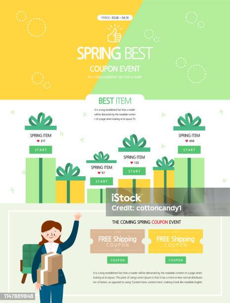 Spring Event Page Stock Illustration - Download Image Now - Backgrounds, Book, Gift