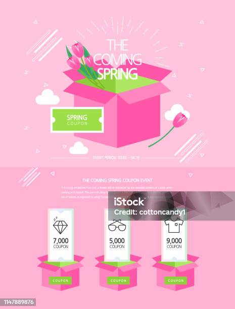 Spring Event Page Stock Illustration - Download Image Now - Backgrounds, Banner - Sign, Beauty