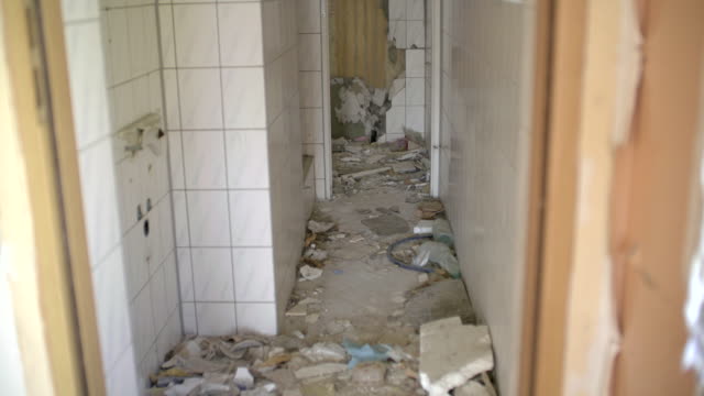 Ruined bathroom in an abandoned house