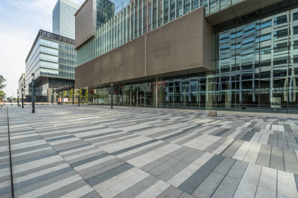 modern buildings and empty pavement in china.