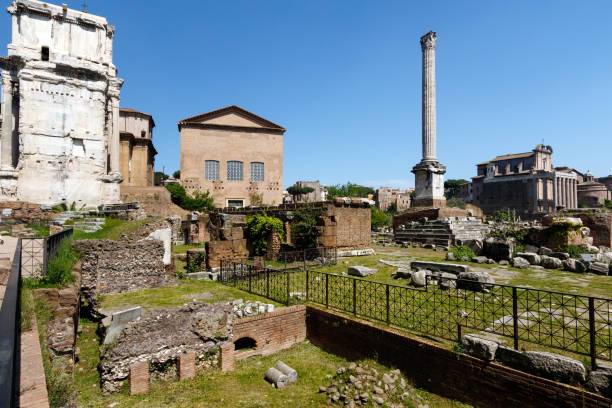 istock Forum in Rome with a blue sky background 1147892738