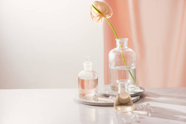 istock Natural organic extraction, Flower aroma essence solution in laboratory 1147903563