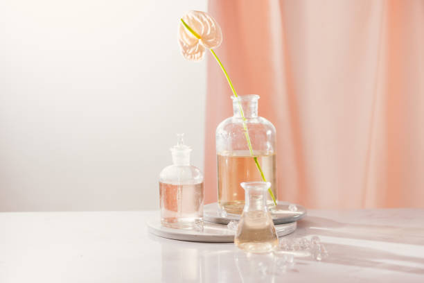 istock Natural organic extraction, Flower aroma essence solution in laboratory 1147903645