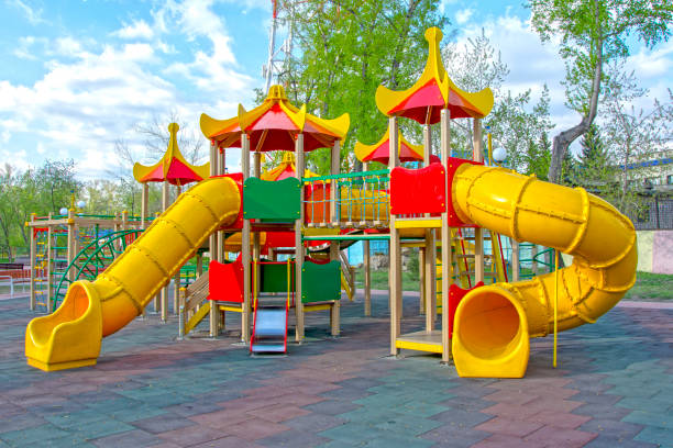 istock Children's playground in the public park. Russia. Spring 1147904240