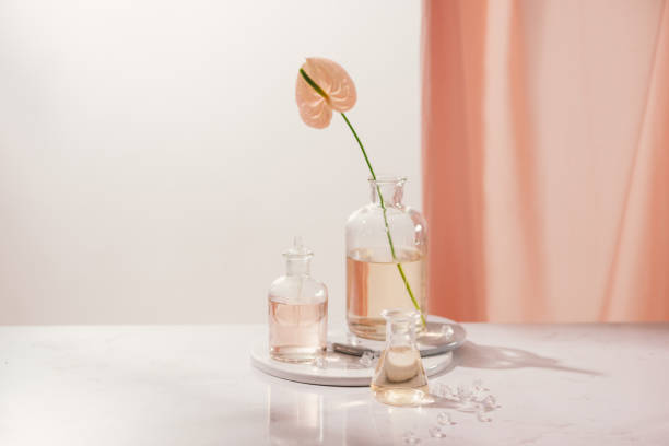 istock Natural organic extraction, Flower aroma essence solution in laboratory 1147904266