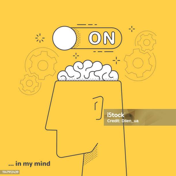 Turn On The Brain Stock Illustration - Download Image Now - Switch, Concepts, Art