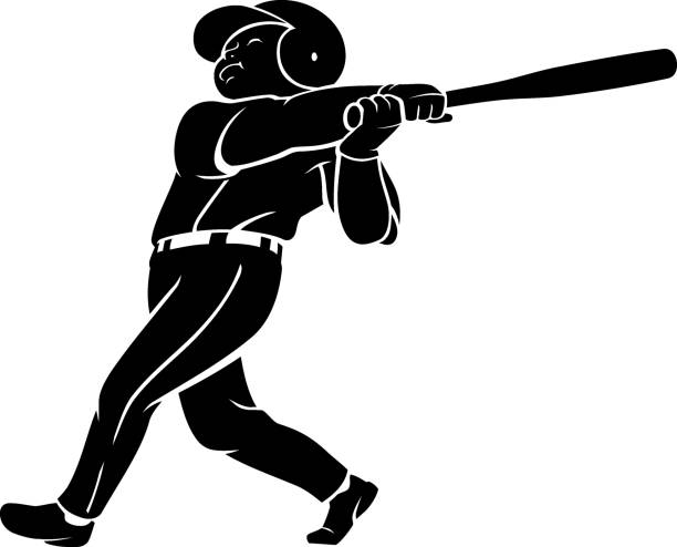少年スイング野球バット - hitting playing baseball athlete点のイラスト素材／クリップアート素材／マンガ素材／アイコン素材