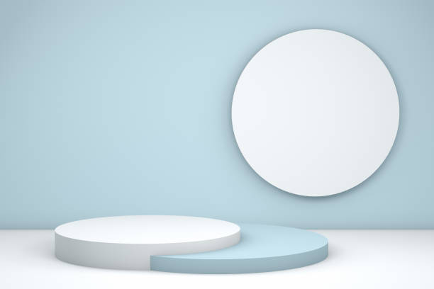 istock Abstract Minimal Winner Podium Concept, Empty Showroom, Product stand on blue background 1147915580