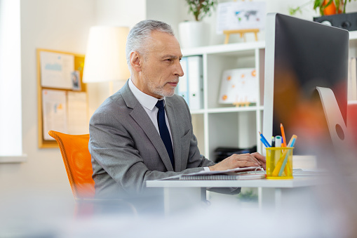Smart Worker Serious Smart Office Worker Dealing With His Duties Stock Photo ...