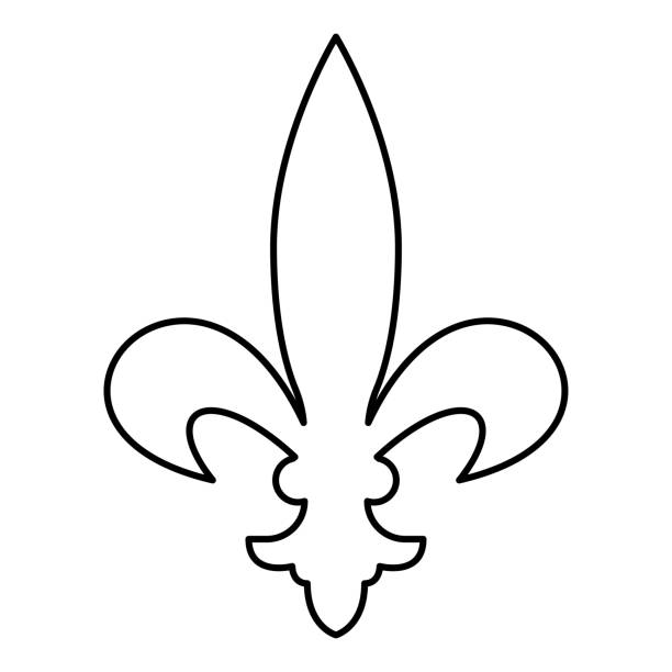 heraldisches symbol heraldry liliya symbol fleur-de-lis royal französischen heraldry stil symbol umreißen schwarze farbe vektorillustration flachen stil bild - lily fleur de lys king flower stock-grafiken, -clipart, -cartoons und -symbole