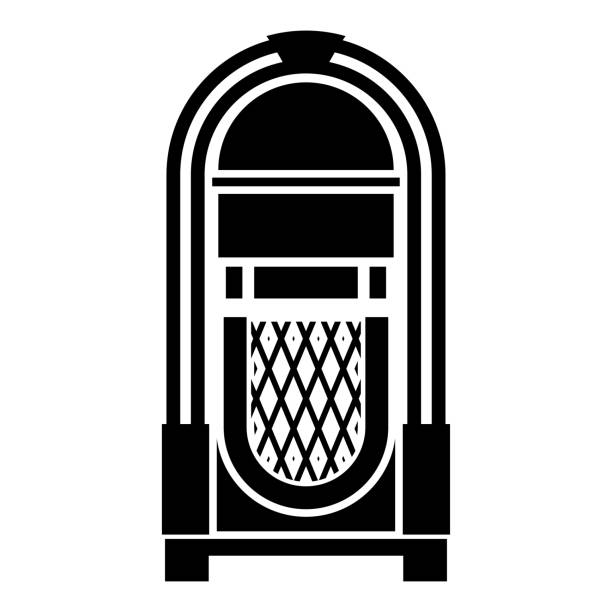 jukebox juke box automatisiert retro-musik-konzept vintage-play-gerät symbol schwarzen farbe vektorillustration flachen stil bild - jukebox icon stock-grafiken, -clipart, -cartoons und -symbole