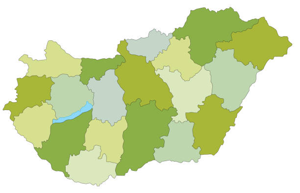 Highly detailed editable political Hungary map with separated layers. Highly detailed editable political Hungary map.  Organized vector illustration on seprated layers. lake balaton stock illustrations