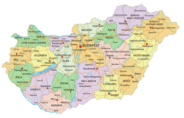 Hungary Highly Detailed Editable Political Map With Labeling Stock Hungary Highly Detailed Editable Political Map With Labeling 