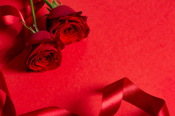 istock Image of red rose and red ribbon present 1147924987