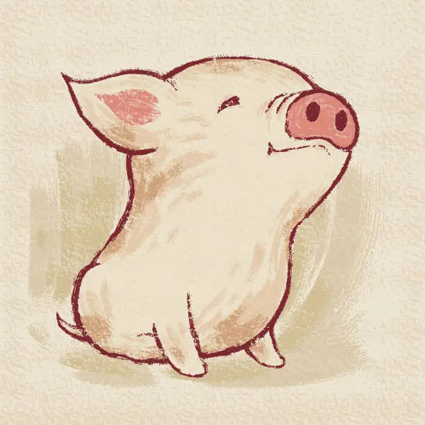 Vector illustration of Cute Pig happy