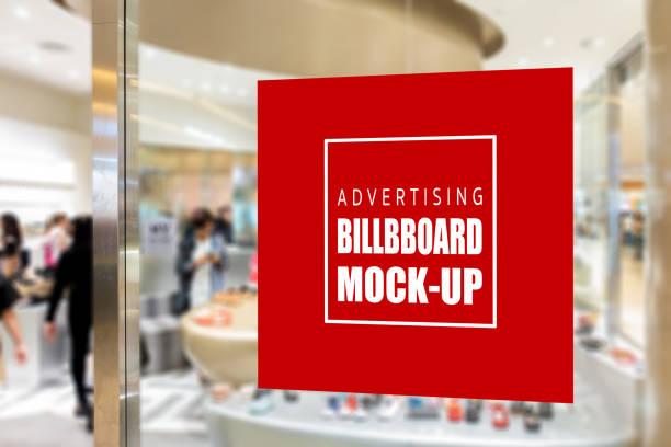 istock Mock up advertising billboard on glass wall 1147930141