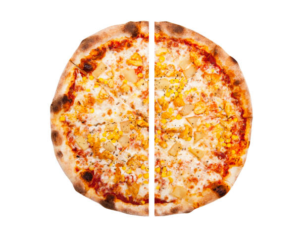 Two pieces of pizza isolated on the white