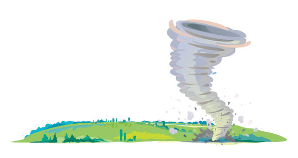 tornado auf dem feld isoliert - cyclone stock-grafiken, -clipart, -cartoons und -symbole