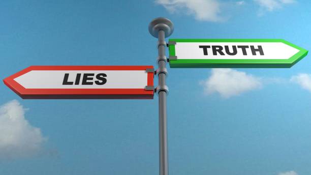 Truth and lies street sign post - 3D rendering illustration stock photo